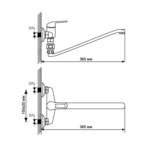 Смеситель для ванны и раковины 40k MIXLINE ML05-02 - ML05-02 