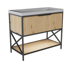 Тумба д/ванной "БРУКЛИН-100" Дуб Бунратти под раковину Фостер 100 (Kirovit) ЛОФТ (ЛДСП) - 543587