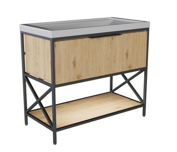 Тумба д/ванной &amp;quot;БРУКЛИН-100&amp;quot; Дуб Бунратти под раковину Фостер 100 (Kirovit) ЛОФТ (ЛДСП) - 543587 