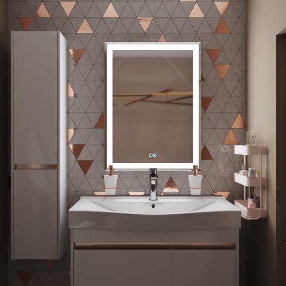 Зеркало MIXLINE &amp;quot;Минио-2&amp;quot; 600*800 (ШВ) сенсорный выключатель, светодиодная подсветка + подогрев - MLZ.Mi.6-8.1.2.3 