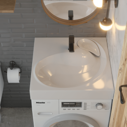 Раковина над стиральной машиной "Buta" 60*60 ш*г, с кронштейнами (Madera) - 4627173210348