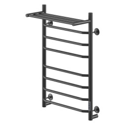 Полотенцесушитель MIXLINE MIRA  80х50 (таймер, 403Вт, 7 перекладин + ПОЛКА) электрический ЧЕРНЫЙ - ML-556420 