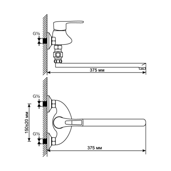Смеситель для ванны и раковины 40k MIXLINE ML06-02 - ML06-02 