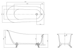 Ванна акриловая AZARIO CARDIFF 1700x760x800 свободностоящая, в комплекте с сифоном и металлическими ножками (CAR17076)