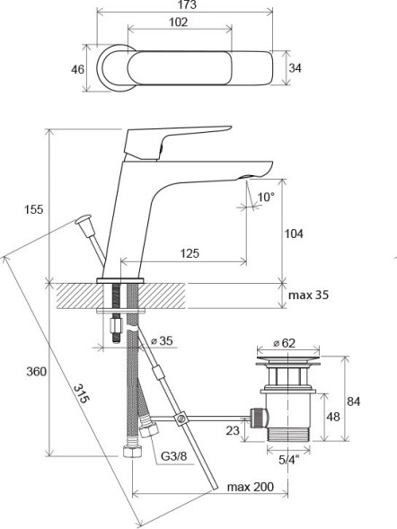 Смеситель для раковины Ravak Classic CL 011.00, однорычажный, хром (X070081)