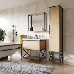 Тумба д/ванной "БРУКЛИН-80"Дуб Бунратти под раков. Фостер 80(Kirovit)/Fest 80(Sanita Luxe)ЛОФТ(ЛДСП) - 543586