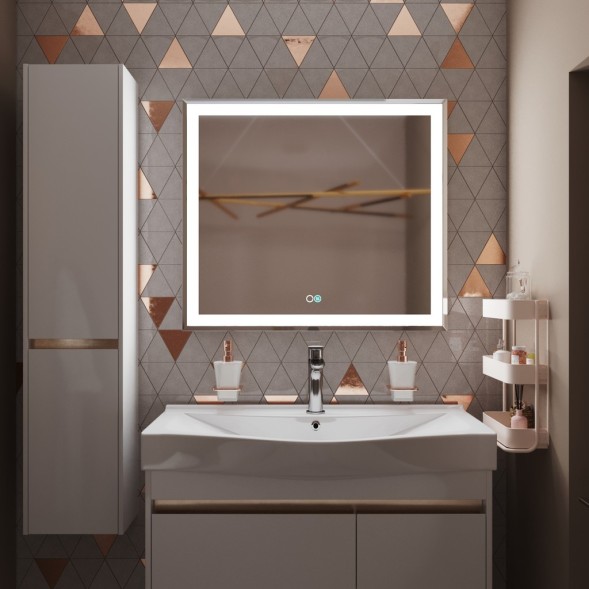 Зеркало MIXLINE &amp;quot;Минио-2&amp;quot; 800*700 (ШВ) сенсорный выключатель, светодиодная подсветка + подогрев - MLZ.Mi.8-7.1.2.3 