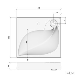 Раковина над стиральной машиной "List-60*55" ш*г, с кронштейнами (Madera) - 4627173210546