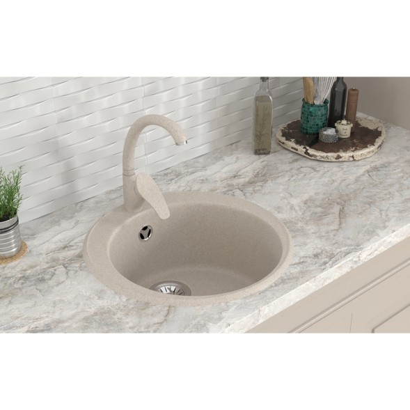 Мойкa ML-GMS01 СТАНДАРТ круглая, бежевый (328), 470мм (глуб. чаши 180) - 00-00002351 