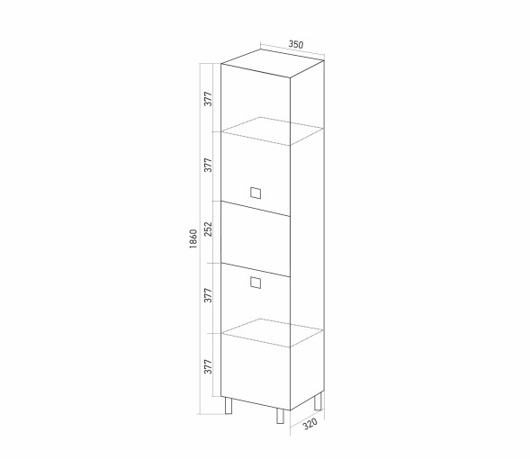 Пенал &amp;quot;БОСКО-35&amp;quot; белый/венге правый (350*1860*320)(ПВХ) - 522470 