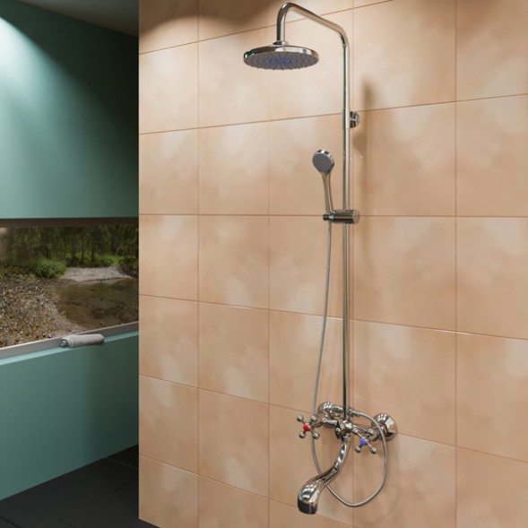 Душевая система 1/2 кер ML2419 излив лейка 1 позиция +лейка &amp;quot;Тропический душ&amp;quot; ХРОМ - ML2419 