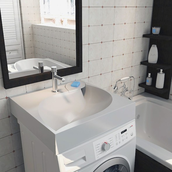 Раковина над стиральной машиной &amp;quot;List-60*60&amp;quot; ш*г, с кронштейнами  (Madera) - 4627173210553 