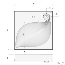 Раковина над стиральной машиной "List-60*60" ш*г, с кронштейнами (Madera) - 4627173210553