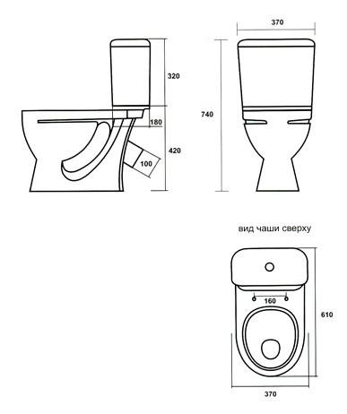 Унитаз-компакт Sanita Стандарт Эконом с сиденьем стандарт (WC.CC/Standart/1-P/WHT.G/S1)