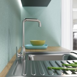 Смеситель для кухни 40k MIXLINE ML13-032 высокий излив боковая ручка п/шпильку (без подводки) - ML13-032