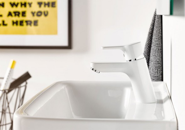 Смеситель для раковины KLUDI PURE&amp;amp;EASY 70 однорычажный, белый (370289165)