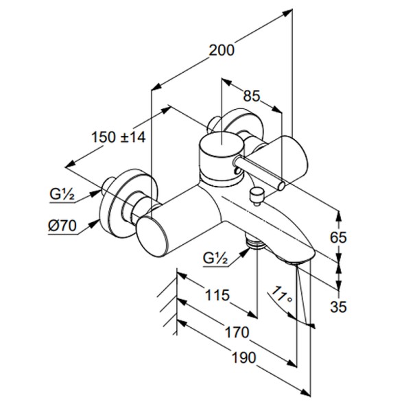 Смеситель для ванны и душа KLUDI BOZZ  черный матовый (386913976)