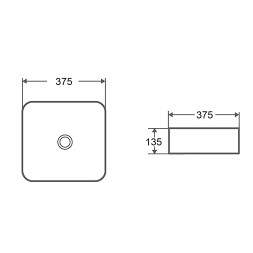 Раковина-чаша Azario 375x375x135 накладная, квадратная, белый глянец (AZ-2283)