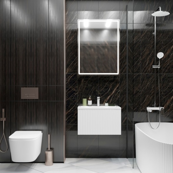 Тумба д/ванной &amp;quot;ВЕКТОР-60&amp;quot; подвесная &amp;quot;push-to-open&amp;quot; под раковину Марго-60 (MIXLINE) (ПВХ) - 554821 