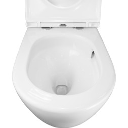 Унитаз приставной Azario Grado 365х570х410 безободковый, смыв "Торнадо", в комплекте с быстросъемным сидением микролифт (AZ-2141D-UQ1)