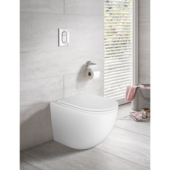 Унитаз приставной Azario Grado 365х570х410 безободковый, смыв &amp;quot;Торнадо&amp;quot;, в комплекте с быстросъемным сидением микролифт (AZ-2141D-UQ1)