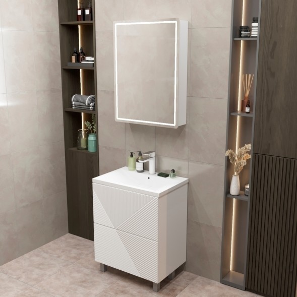 Тумба д/ванной &amp;quot;ВЕКТОР-65&amp;quot; &amp;quot;push-to-open&amp;quot; под раковину Нелли-65 (MIXLINE) (ПВХ) - 554823 