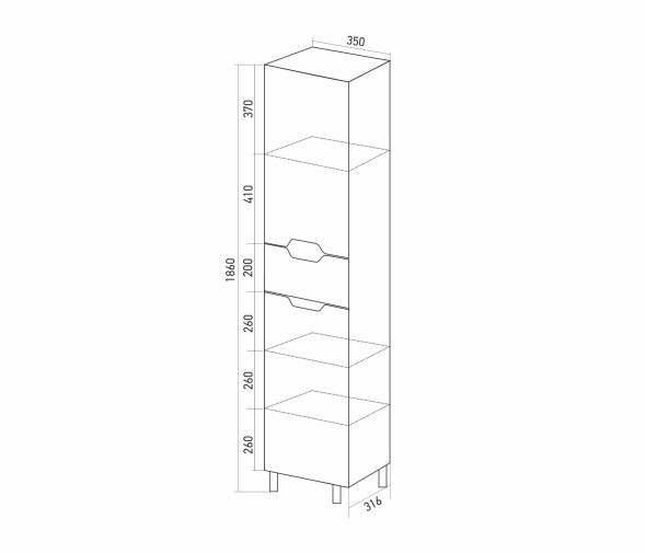 Пенал &amp;quot;ПРОМЕТЕЙ-35&amp;quot; правый (350*1860*320) (ПВХ) - 518772 