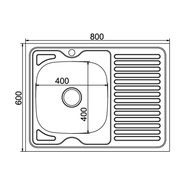 Мойка 80х60 (0,8) лев вып 3 1/2 MIXLINE 18см с сифоном - 528180 