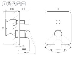 Смеситель для душа Ravak Flat FL 065.20 внешняя часть, керамический картридж, черный матовый (X070179)