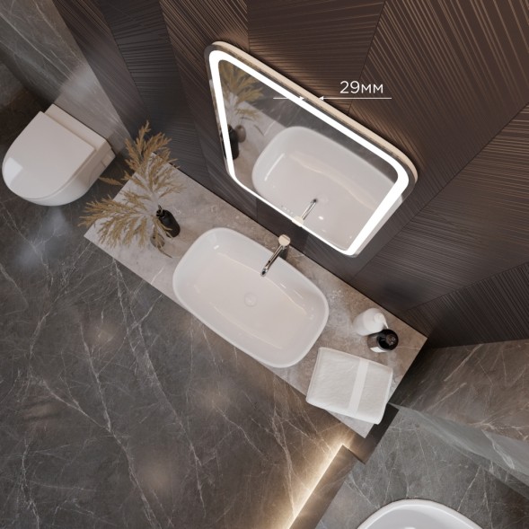 Зеркало MIXLINE &amp;quot;Мальта-3&amp;quot; 550*800 (ШВ) сенсорный выключатель, часы внешней настройки + подогрев - LED-00002380 