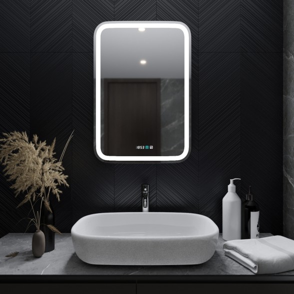 Зеркало MIXLINE &amp;quot;Мальта-3&amp;quot; 550*800 (ШВ) сенсорный выключатель, часы внешней настройки + подогрев - LED-00002380 