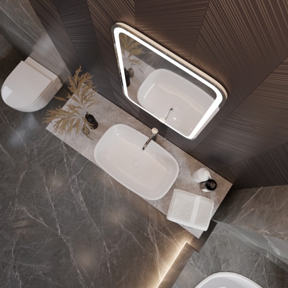 Зеркало MIXLINE &amp;quot;Мальта-3&amp;quot; 550*800 (ШВ) сенсорный выключатель, часы внешней настройки + подогрев - LED-00002380 