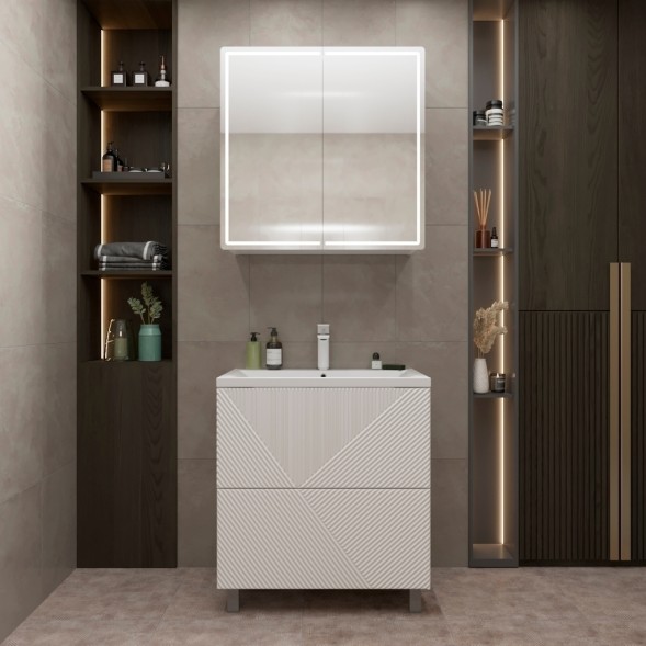 Тумба д/ванной &amp;quot;ВЕКТОР-75&amp;quot; &amp;quot;push-to-open&amp;quot;под раковину Нелли-75 (MIXLINE) (ПВХ) - 554822 