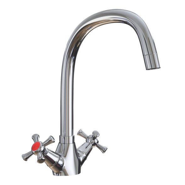 Смеситель для кухни 1/2 кер. MIXLINE ML10-032 высокий излив п/гайку (без подводки) - ML10-032 