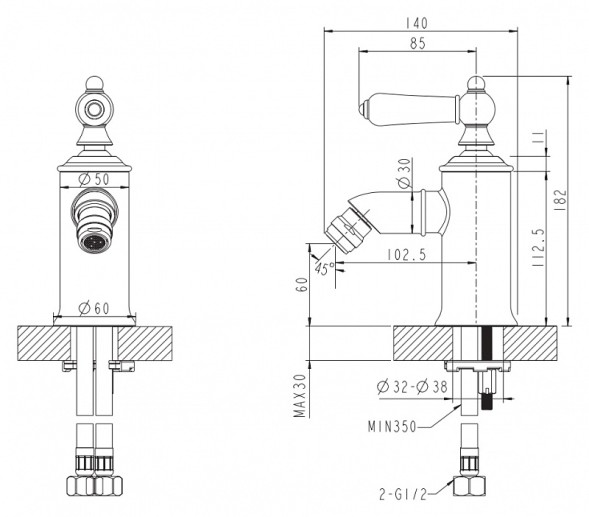 Смеситель для биде Bravat Art Хром (F375109C)