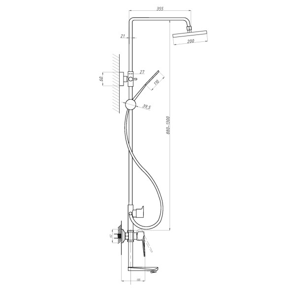 Душевая система 35к ПРОФСАН ПСМ-301-8 &amp;quot;STEEL BLACK&amp;quot; нерж сталь,лейка &amp;quot;Троп душ&amp;quot;ЧЕРНЫЙ-БРОНЗА - PSM-301-8 