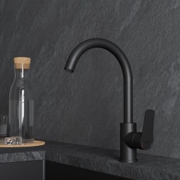 Смеситель для кухни 35к Milardo M01BLJ0M05 &amp;quot;Meal&amp;quot; высокий пов. излив, п/гайку, ЧЕРНЫЙ матовый - M01BLJ0M05 