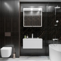 Тумба д/ванной &amp;quot;ВЕКТОР-80&amp;quot; подвесная &amp;quot;push-to-open&amp;quot; под раковину Марго-80 (MIXLINE) (ПВХ) - 554819 