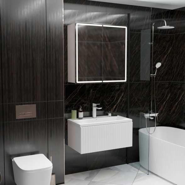 Тумба д/ванной &amp;quot;ВЕКТОР-80&amp;quot; подвесная &amp;quot;push-to-open&amp;quot; под раковину Марго-80 (MIXLINE) (ПВХ) - 554819 