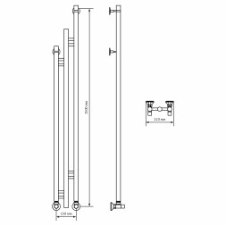 Полотенцесушитель MIXLINE STAR 2 150/15 (1/2&amp;quot; ВР,вентиль угловой 3/4&amp;#039;&amp;#039;х1/2&amp;#039;&amp;#039; вн/нар) - ML-556255 