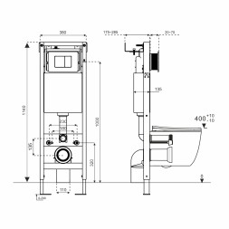 Система инсталляции WAVE без кнопки, МЕХАНИКА, 380 мм - 555406 