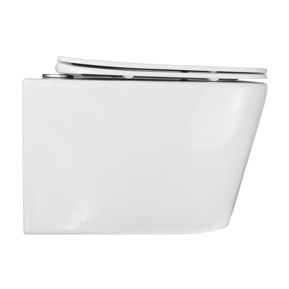 Унитаз подвесной Loranto Delphi 340х485х290 безободковый с системой смыва Tornado в комплекте с быстросъемным сиденьем микролифт (91343)