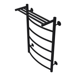 Полотенцесушитель водяной AZARIO VERONA 500/800 с полкой, 5 секций, нижнее/диагональное подключение, 1/2", черный (AZ83863PB)