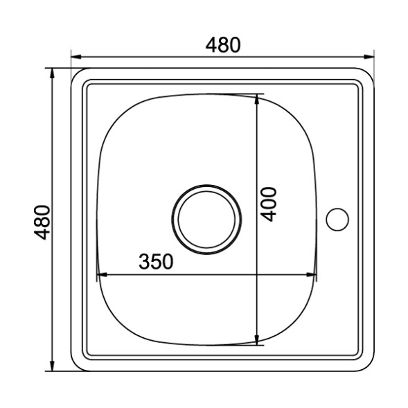 Мойка врез 48х48 (0,6) вып 3 1/2 MIXLINE 16см с сифоном - 528187 