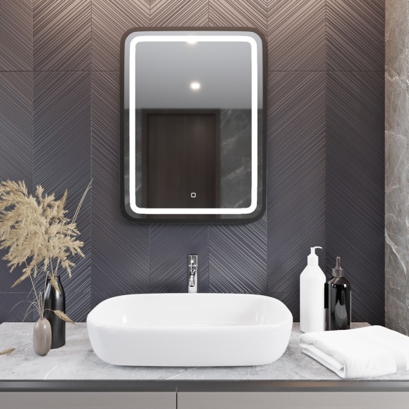 Зеркало MIXLINE &amp;quot;Мальта-лофт&amp;quot; 600*800 (ШВ) сенсорный выключатель, пластиковая рама - LED-00002353 