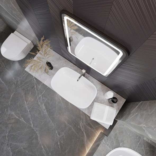 Зеркало MIXLINE &amp;quot;Мальта-лофт&amp;quot; 600*800 (ШВ) сенсорный выключатель, пластиковая рама - LED-00002353 