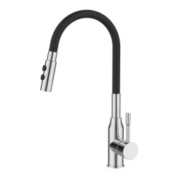 Смеситель для кухни 35к Milardo M01SB2FM05 &amp;quot;Meal&amp;quot; гибкий, высокий пов. излив, п/гайку ЧЕРНЫЙ-Хром - M01SB2FM05 