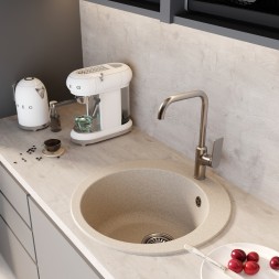 Мойкa ML-GM13 КОМФОРТ круглая, бежевая (328), 495мм (глуб. чаши 200) - 00-00009329 