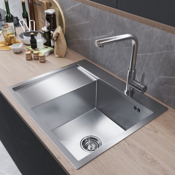 Мойка настол.монтаж 60х50 (3,0) прав. вып 3 1/2  MIXLINE PRO 20см с сифоном (сатин) - 551876 