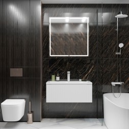 Тумба д/ванной &amp;quot;ВЕКТОР-90&amp;quot; подвесная &amp;quot;push-to-open&amp;quot; под раковину Марго-90 (MIXLINE) (ПВХ) - 554820 